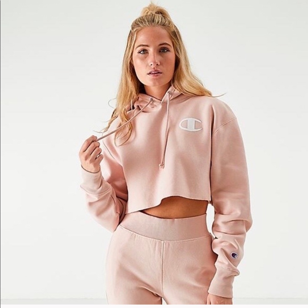 Champion Pink Cropped Hoodie